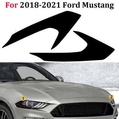 For 2018-2021 Ford Mustang Headlight Amber Side Marker SMOKE Vinyl Tint Overlay - Image 1 of 4