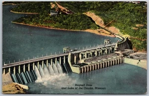 Vtg Missouri MO Bagnell Dam Lake of the Ozarks 1950s View Old Linen Postcard - Picture 1 of 2