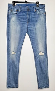 Polo Ralph Lauren Jeans Womens Blue Distressed Tompkins Skinny Mid Rise SZ 31 - Picture 1 of 15