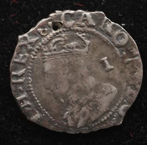 KAPPYSCOINS G5965 GREAT BRITAIN CHARLES I 1625 - 1642 SILVER PENNY PIN HOLE - Picture 1 of 2