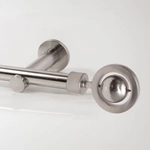 16mm Gardinenstange Einläufig Metall Edelstahl Optik 110 - 600cm Globus  - Bild 1 von 2