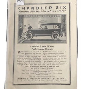 Vintage 1920 Chandler Six Famous for its Marvelous Motor Ad Advertisement - Picture 1 of 4