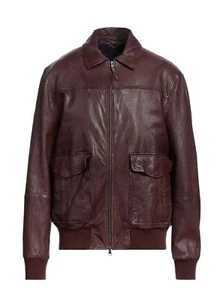 $1,495 ELEVENTY - Distressed LEATHER Aviator/Bomber Jacket (Brunello Cucinelli)- - Picture 1 of 12