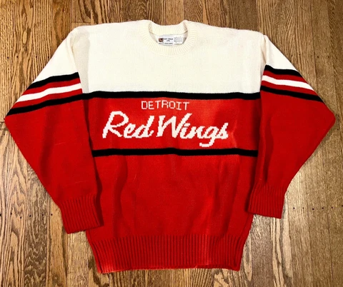 Vintage Detroit Red Wings Cliff Engle Sweater Medium 1980s NHL RARE Cover