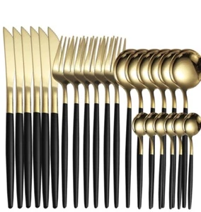 24pcs/Set Stainless Steel Cutlery; Portuguese Cutlery Spoon; Western Cutlery Set - Picture 1 of 7