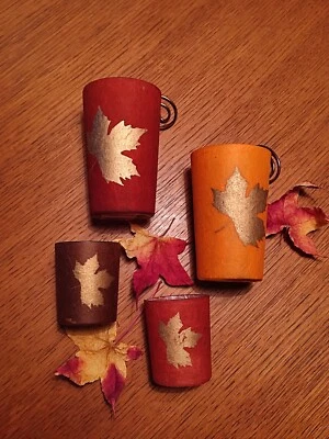 Teelichthalter / Windlicht HERBST Laub rot klein NEU : Herbst, Weihnachten - Bild 1 von 4