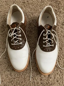 Ashworth Herren Sport Golfschuhe Größe 7,5 zweifarbig sportliche Stollen braun/weiß - Bild 1 von 12