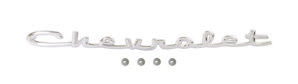 59 1959 Chevy Impala Bel Air Biscayne cromo Chevrolet capó delantero emblema de escritura Foto 1 de 1