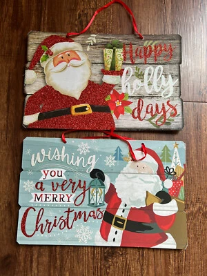 Conjunto de 2 canções de papelão penduradas para decoração de parede de Natal 14” x 9” - Imagem 1 de 4