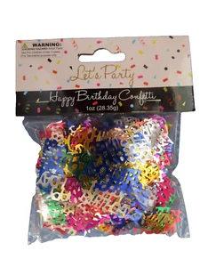 HAPPY BIRTHDAY Confetti multi-colored "Happy Birthday" Confetti. 1 oz. NEW - Picture 1 of 2