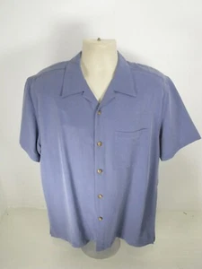 Camisa sintética vintage años 80/90 REI con botones delanteros azul manga corta mediana - Imagen 1 de 4