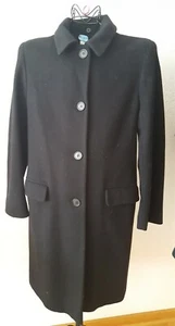 Vintage ALBERT NIPON 100% Wool Black Trench Coat~Women's Size 10~ Made in USA - Picture 1 of 9