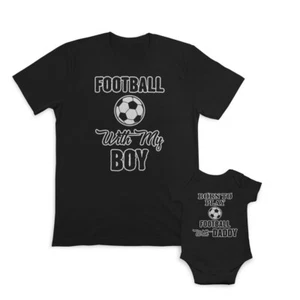 Dad and Baby Matching Outfits Clothes Go Dancing Daddy Dancer Football My Boy - Picture 1 of 6