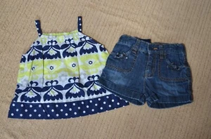 Carter's Girls Size 24 MONTHS Cute Tank & Children's Place Denim shorts - Picture 1 of 6