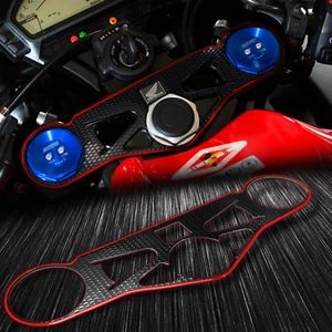 Handle Yoke Cover Triple-Tree for 08-15 CBR1000RR Fireblade Black+Chromed Red - Picture 1 of 4