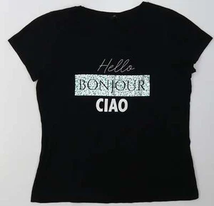 M&Co Womens Black Cotton Blend T-Shirt Size 12 - bonjour - Picture 1 of 12