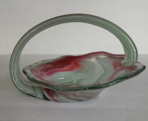 Vintage Art Glass Murano Italy Pink Ruffle Dish Hand Blown 10" X 6" - Picture 1 of 6