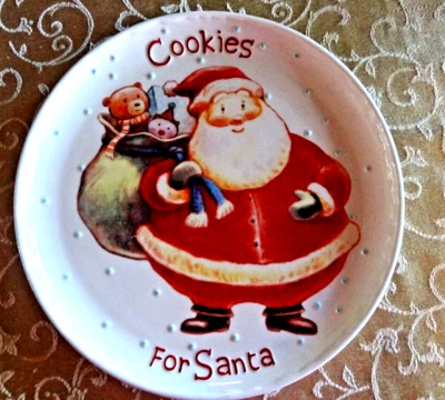 HALLMARK Cookies for Santa Stoneware Plate 9 1/8" Diameter Christmas Holiday  - Image 1 of 3