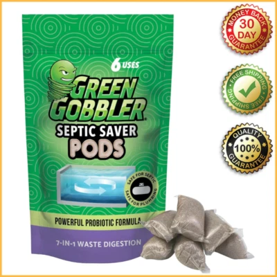 SEPTIC TANK SAVERS PACKETS Green Gobbler Bacteria Enzyme Pacs Natural Treatment - Image 1 of 4