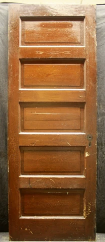 29"x79" Antique Vintage Old Exterior Interior SOLID Wood Wooden Door 5 Panels Cover