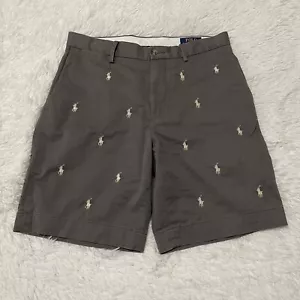 Polo Ralph Lauren Classic Fit Men's Chino Shorts Sz 30 Gray Embroidered Logo EUC - Picture 1 of 10