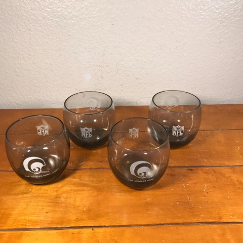NFL Los Angeles LA Rams Smoked Low Ball Drinking Glasses Vtg 70s Set of 4 Cover