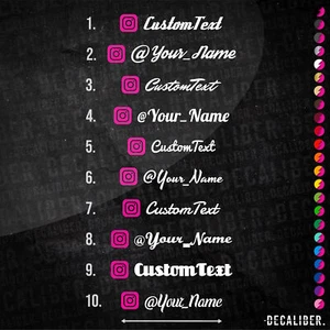 Instagram Custom Text Script Styles 2 Tone Sticker - Many Colours Sizes @ Handle - Picture 1 of 26