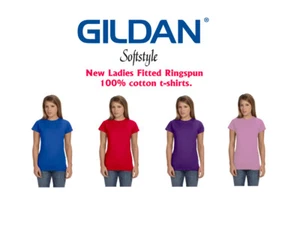 Gildan Softstyle Brand Blank Woman's Ringspun Junior Fit T-Shirt Style 64000L - Picture 1 of 5