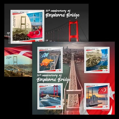 Bosphorus Bridge 50th Anniversary MNH Stamps 2023 Sierra Leone M/S + S/S - Image 1 of 3