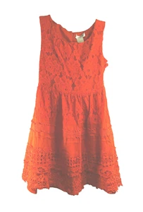 MM COUTURE by MISS ME ärmelloses Etuikleid orange Blumen Spitze Overlay – S - Bild 1 von 4