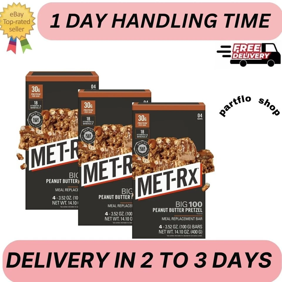 30g Protein, 12 Ct, MET-Rx Big 100 Protein Bar, Peanut Butter Pretzel - Image 1 of 1