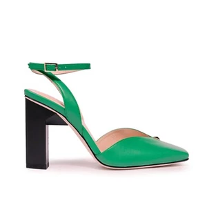 New TIANNIA BARNES Green Hope Ankle Strap Heels Pumps High Size 8 M NIB - Picture 1 of 7