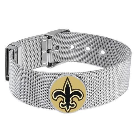New Orleans Saints Mens Womens Silver Adjustable Bracelet w Gift Pkg D6 Cover
