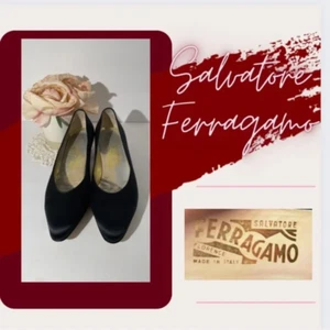Vintage Salvatore Ferragamo Black Satin Heels Shoes Size 8.5 B - Picture 1 of 7