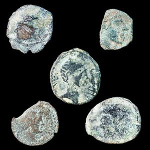 Hispania, periodo romano iberico, IV-I secolo a.C. - lotto di 5 monete. - Foto 1 di 3