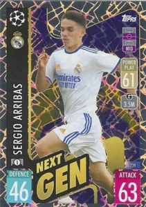2021-22 TOPPS MATCH ATTAX UEFA SERGIO ARRIBAS NEXT GEN #239 RC REAL MADRID - Foto 1 di 1
