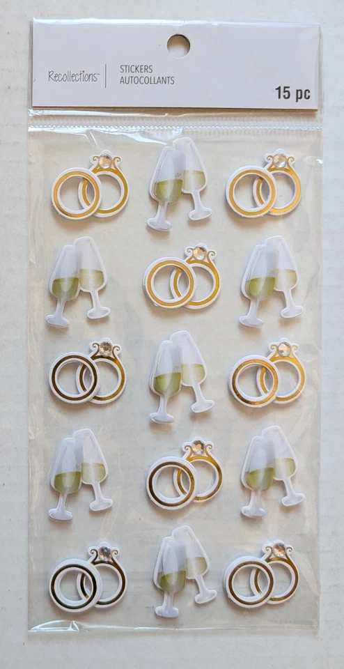 Anillos de boda y copas de champán pegatinas para álbumes de recortes por recuerdos  Foto 1 de 1