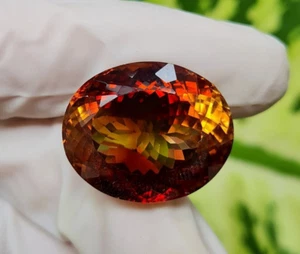 Piedra preciosa suelta de topacio imperial de 60 quilates con forma ovalada para uso colgante excelente corte - Imagen 1 de 5