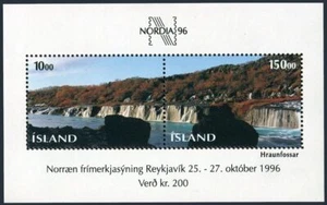 Iceland 810 sheet,MNH.Michel 835-836 Bl.18. NORDIA-1996.Hraunfossar waterfalls. - Picture 1 of 1