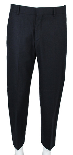 HERMÈS Pantaloni eleganti uomo HERMES blu notte cashmere spazzolato tessuto piatto davanti 44