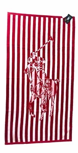 Polo Ralph Lauren Finney Large Big Pony Beach Towel 35 x 66 Red Striped - Picture 1 of 4