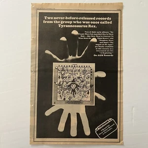 . Tyrannosaurus Rex T. Rex A BEGINNING 1972 11"x17" Poster Type Advertisement - Picture 1 of 1