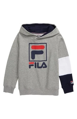 Sudaderas con capucha activas con logotipo Fila para niños talla S, color: gris/rojo/azul Foto 1 de 2