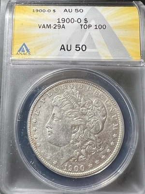 1900-O Morgan Dollar ANACS AU50 VAM-29A Die Break Top 💯 - Image 1 of 4