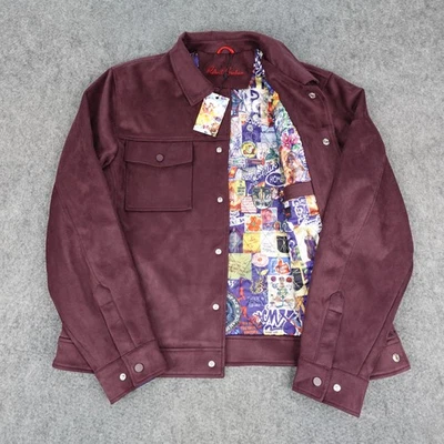 Robert Graham Jacket Mens XL Mahogany Vegan Suede Trucker Lined Flip Cuff NWT - Image 1 of 4