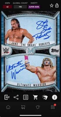 DIGITAL TOPPS WWE SLAM Jake Roberts/Ultimate Warrior BLUE DUAL SIGNATURE SR Read - Image 1 of 4