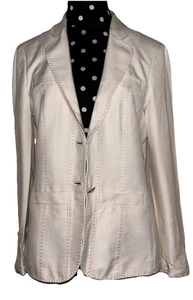 Rena Lange-Ivory Cotton/Silk Button Front Jacket/Blazer-Size 10-Made in Germany - Picture 1 of 7
