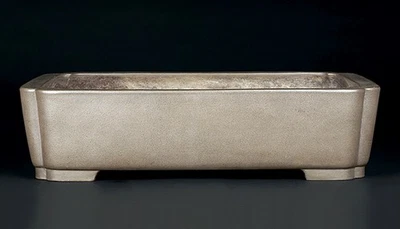 Japanese Bonsai Pot Tokoname NAKANO GYOZAN 19.7"(50cm) Unglazed Rectangle K416 - Image 1 of 4