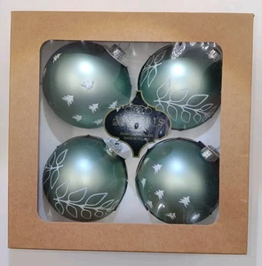 Scatola 4 Stencil Teal & Silver VITBIS Made in Poland Ornamenti in Vetro 3" con Scatola - Foto 1 di 6