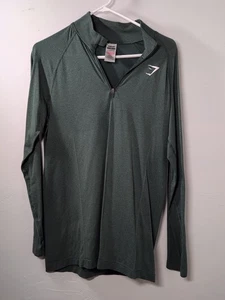 Grüne Gymshark Damen-Trainingsjacke mit Viertelreißverschluss Größe Medium - Bild 1 von 6